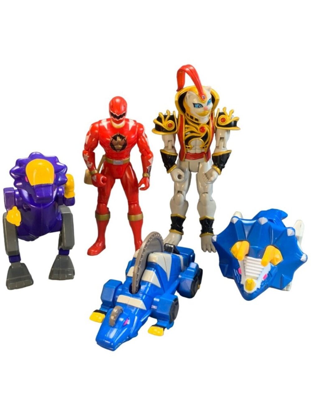 Vintage Power Rangers Action Figures & Dinosaur Vehicles Set